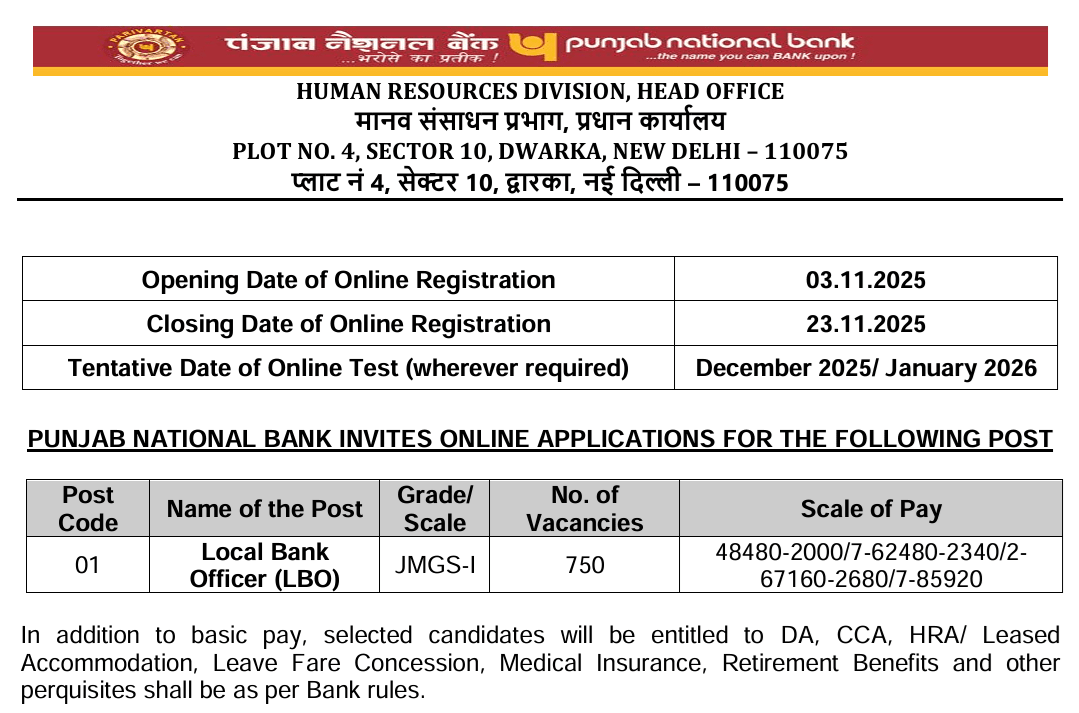 PNB LBO  Recruitment 2025